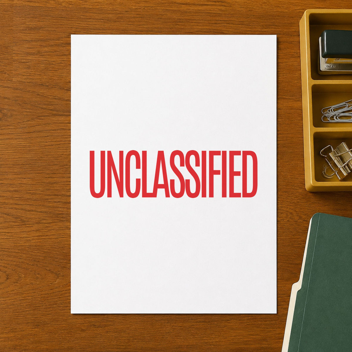 Crisp "Unclassified" imprint produced by the Unclassified Document Stamp