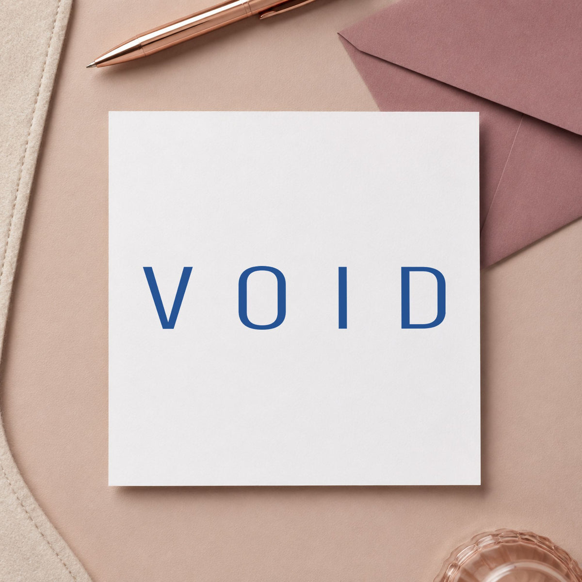 "Void" mark added to paperwork with a pre-inked Xstamper stamp