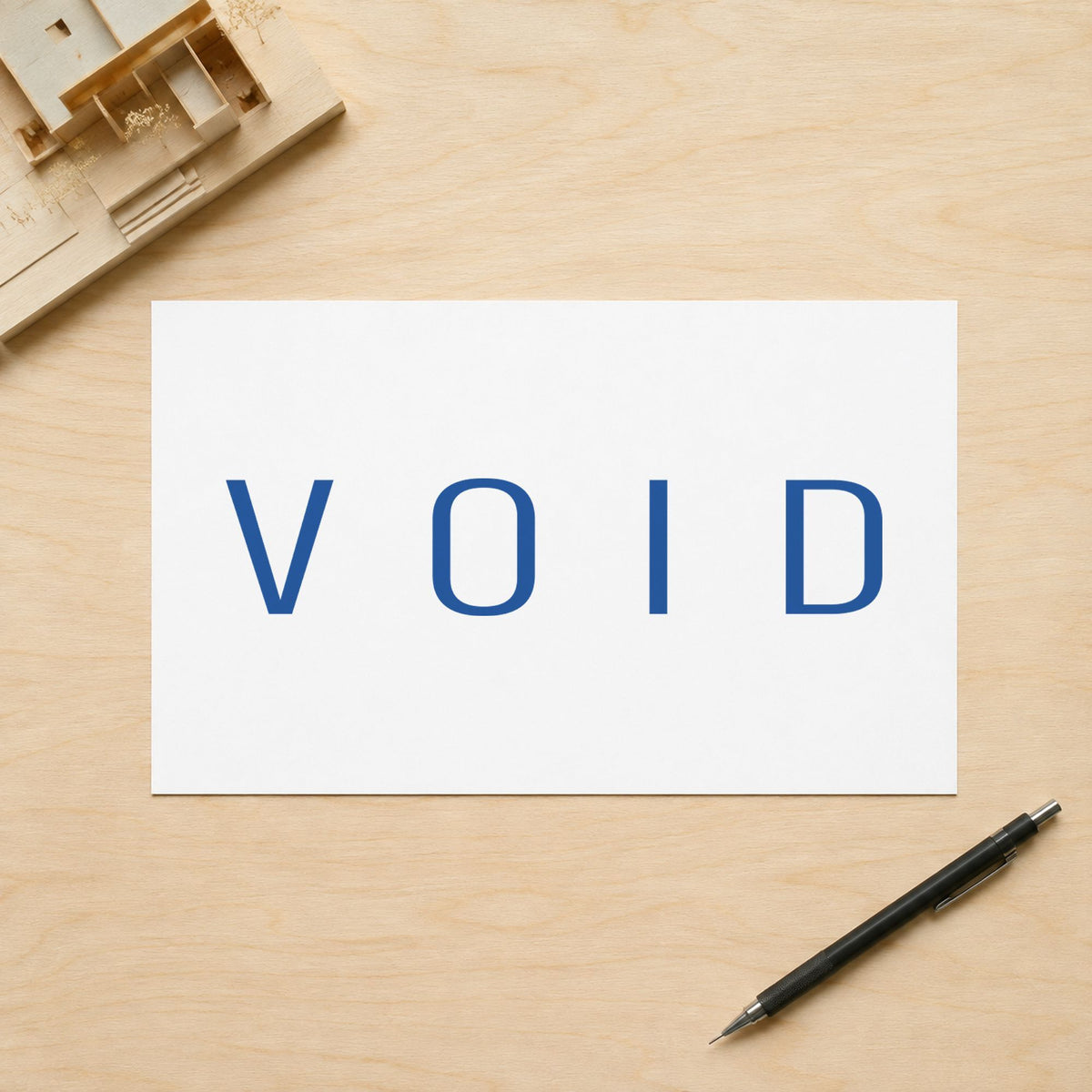 "Void" imprint at 1-5/8 x 1/2 in, no separate ink pad required