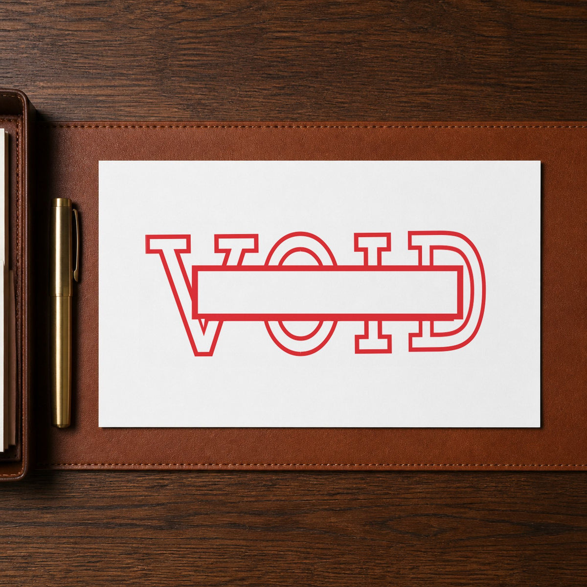 Date Void Text Stamp leaving a clean "Date void" impression