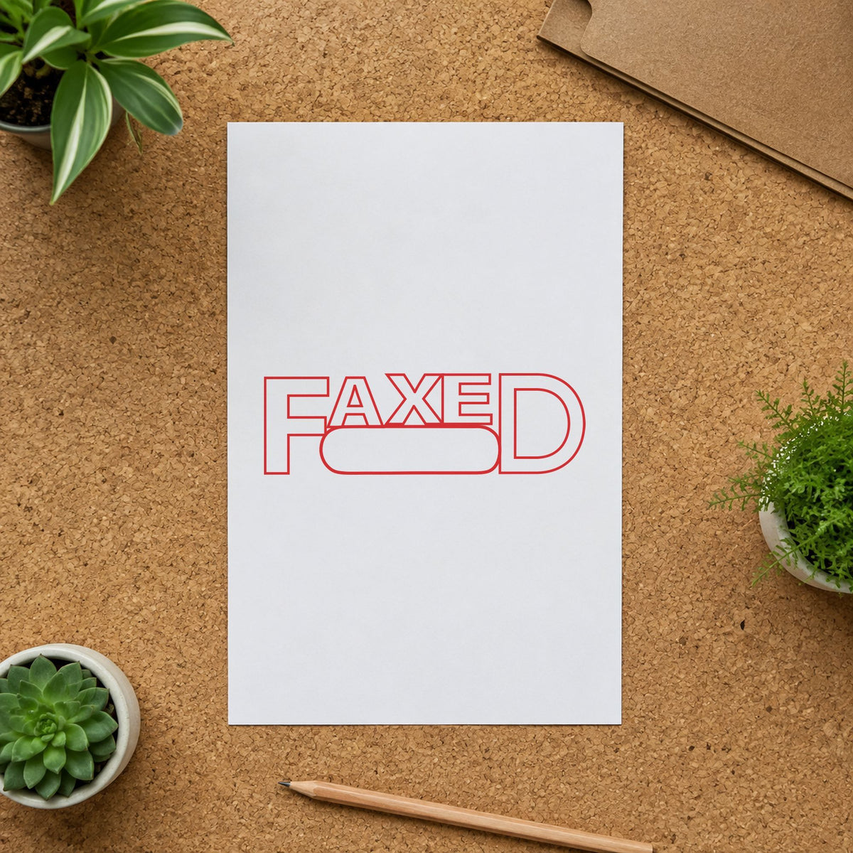 "Date faxed" imprint stamped on a document with the Xstamper Date Faxed Stamp