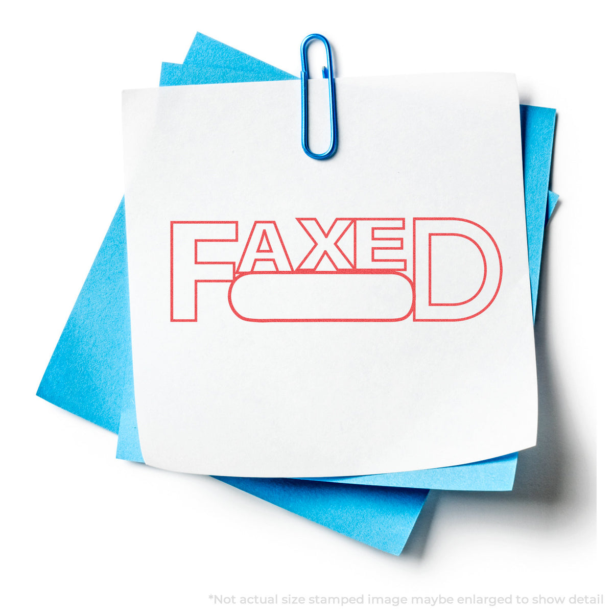 "Date faxed" stamp impression on light paper stock, Xstamper Date Faxed Stamp