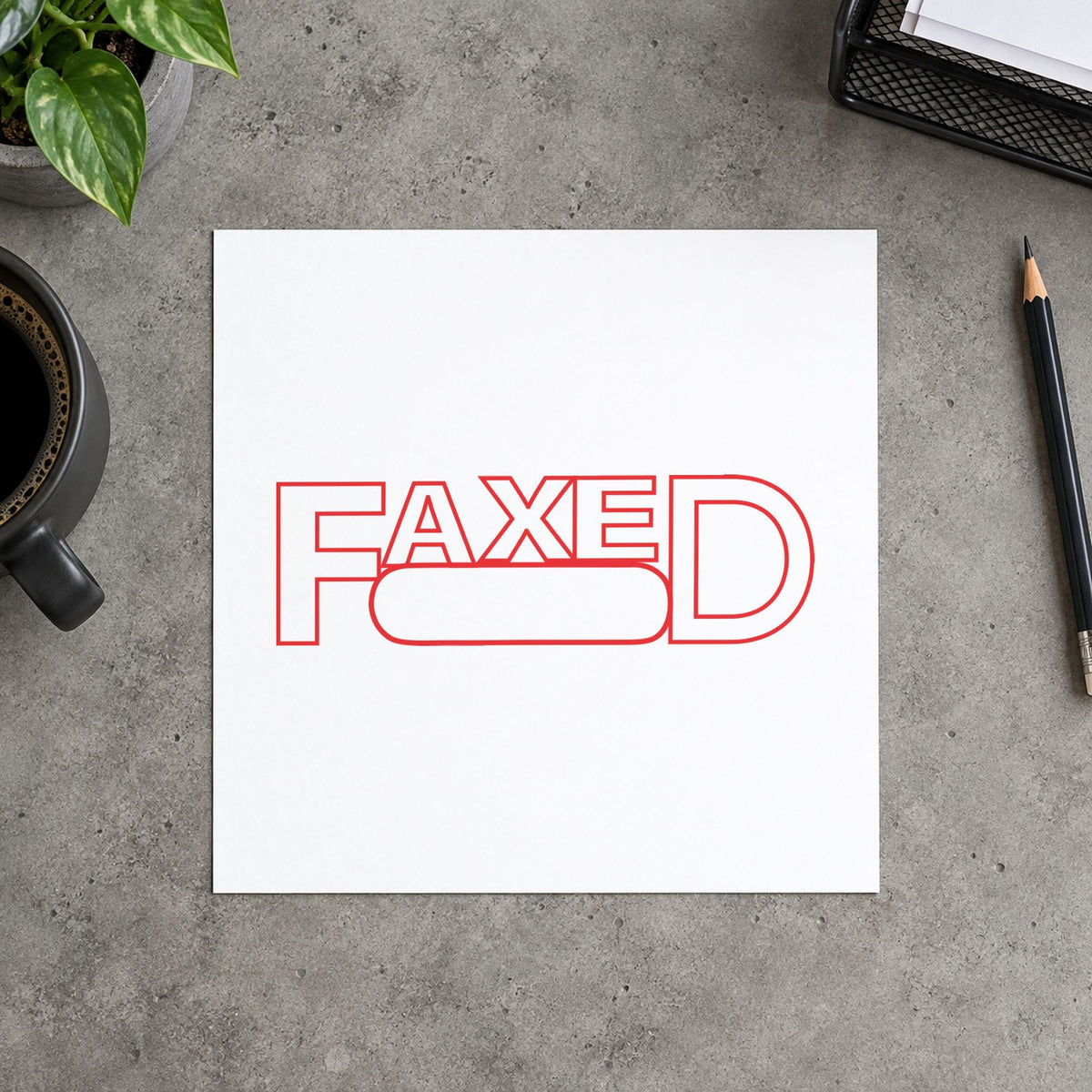 Crisp "Date faxed" imprint produced by the Xstamper Date Faxed Stamp