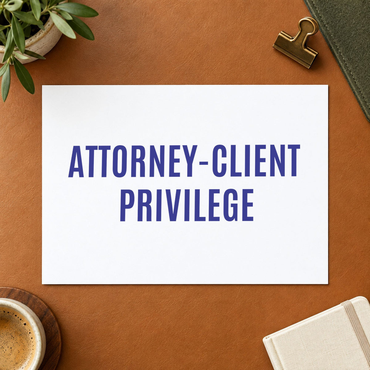 "Attorney-client privilege" imprint stamped on a document with the Attorney-Client Privilege Stamp