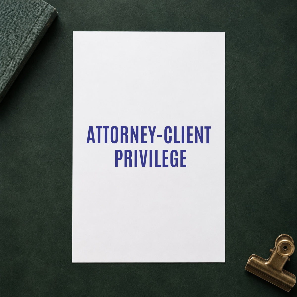 "Attorney-client privilege" impression shown close up, rectangular imprint at 1-5/8 x 1/2 in