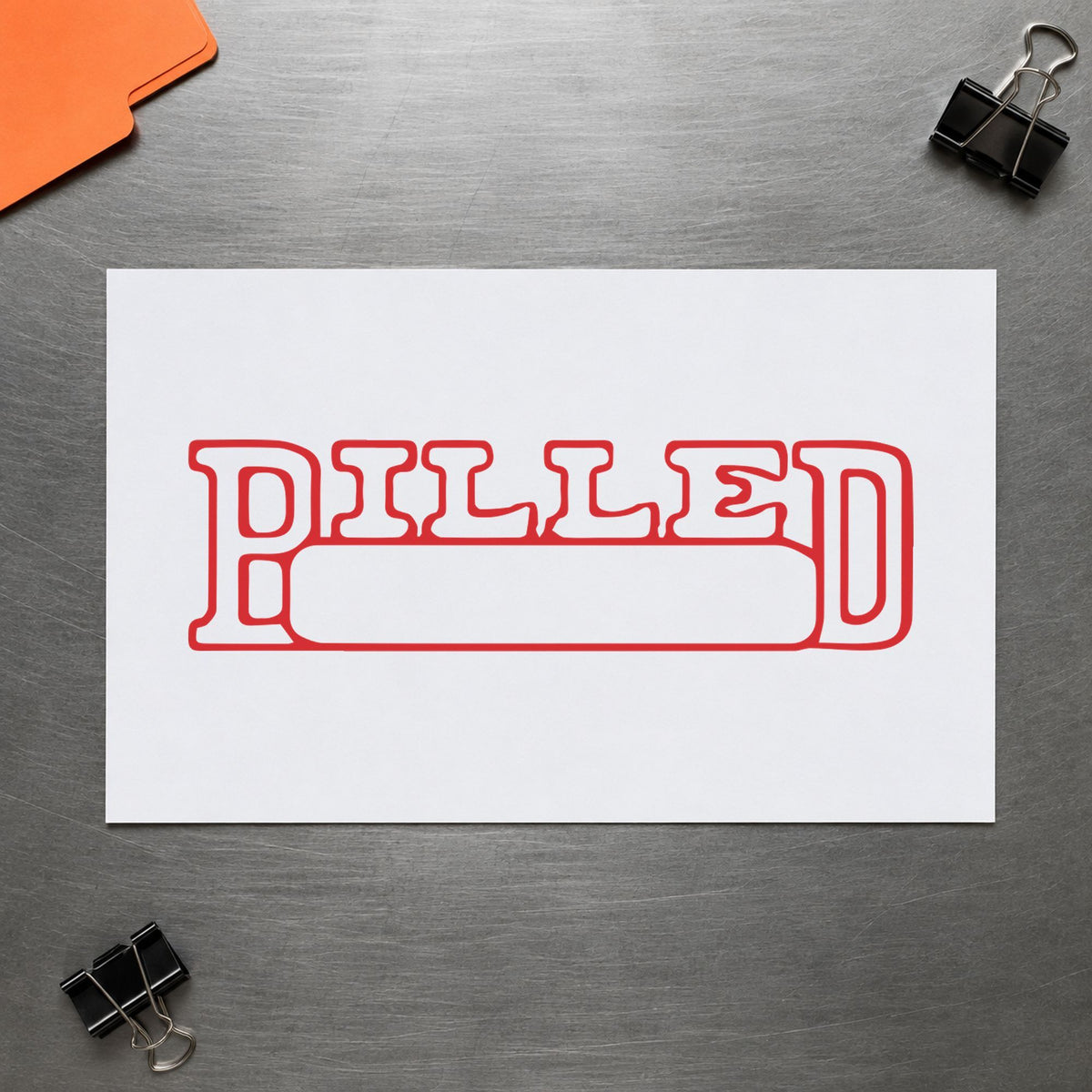 Xstamper Billed Invoice Stamp leaving a clean "Billed" impression