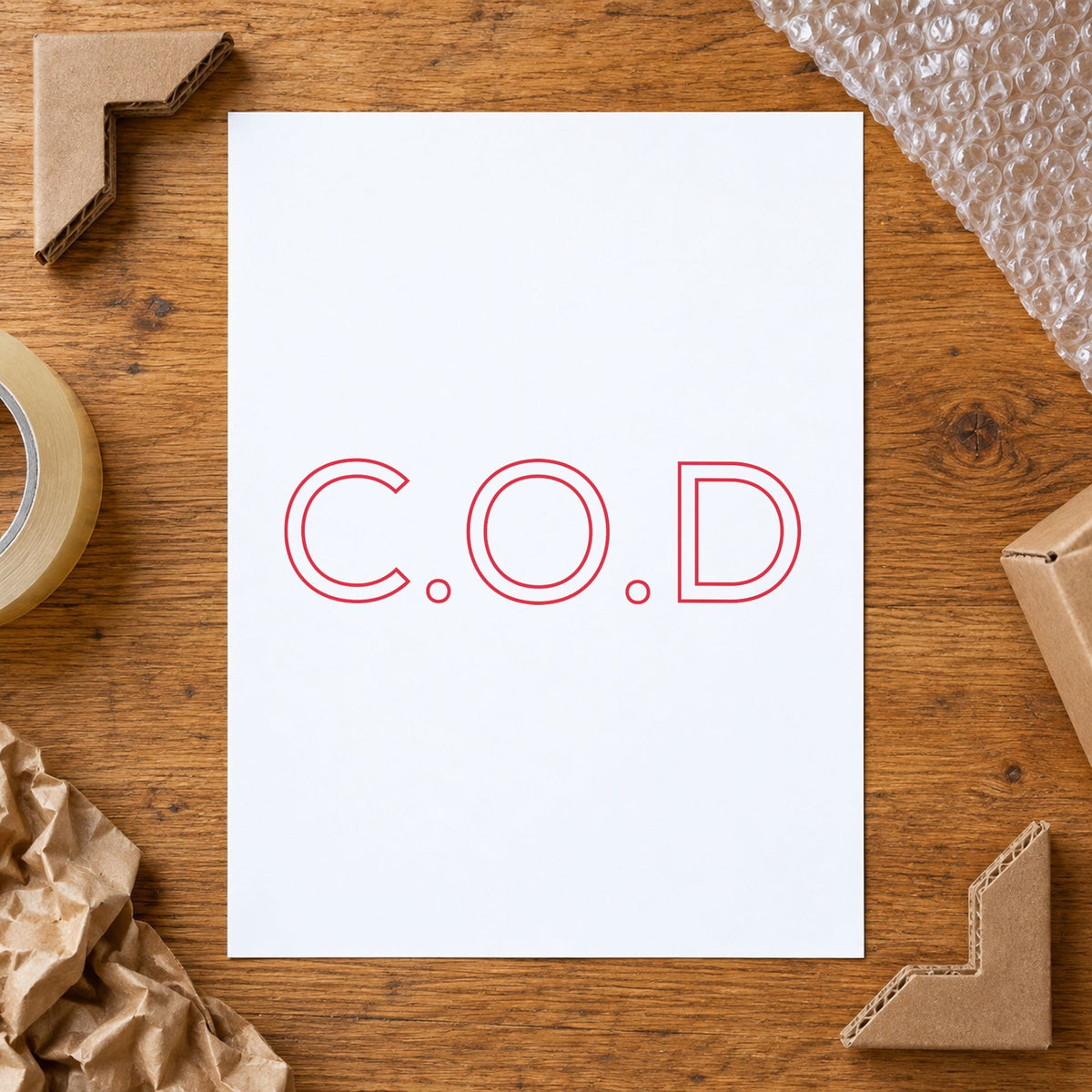"C.O.D." mark added to paperwork with a pre-inked Xstamper stamp