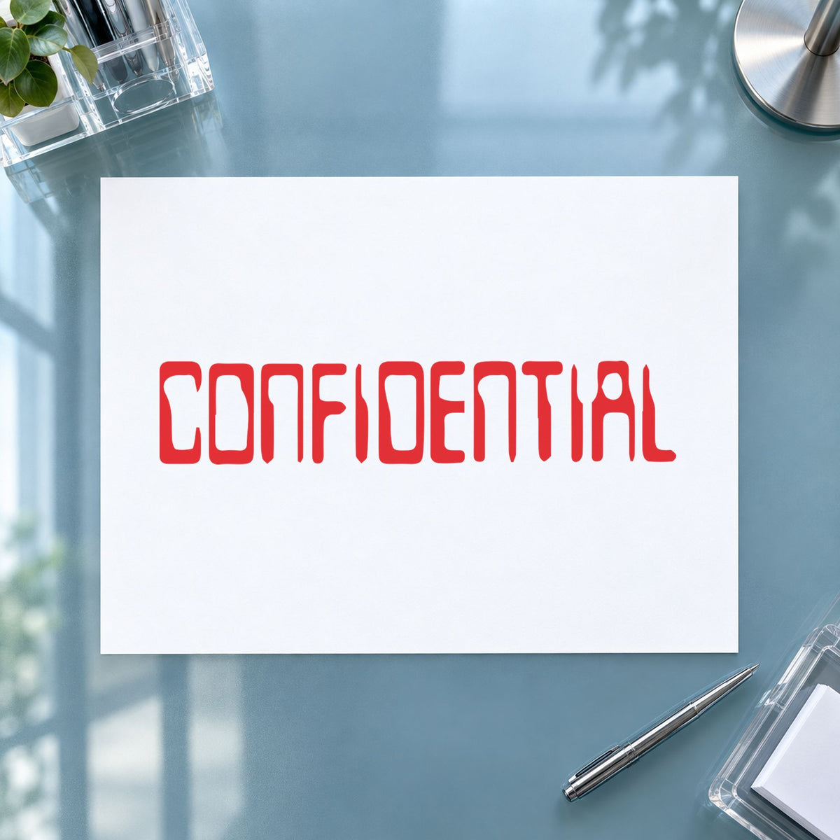 "Confidential" imprint at 1-5/8 x 1/2 in, no separate ink pad required