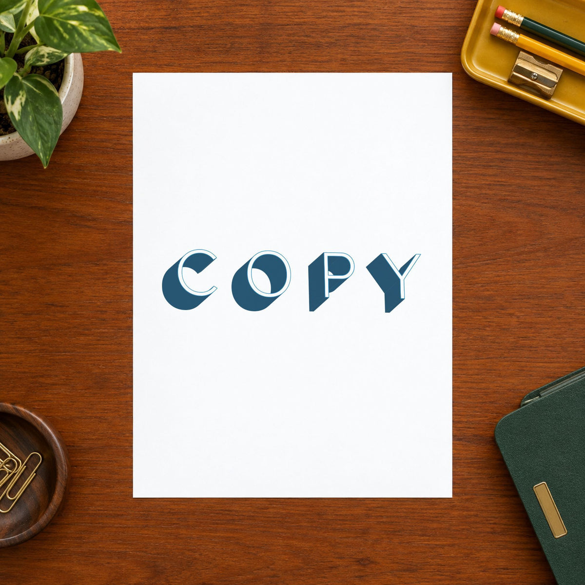 "Copy" imprint stamped on a document with the Xstamper Copy Stamp – Bold Blue Pre-Inked