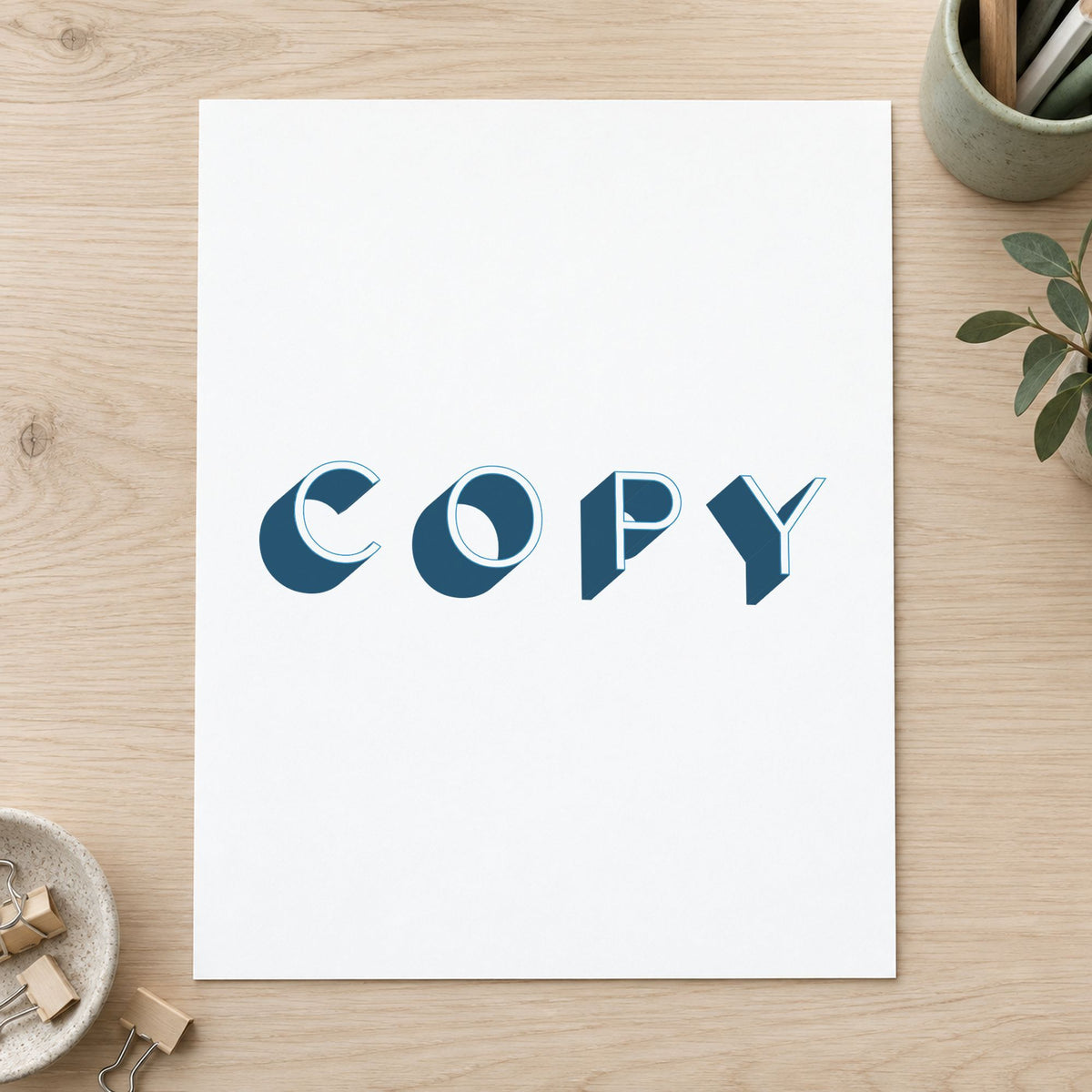 "Copy" imprint from fixed stock wording, no customization needed