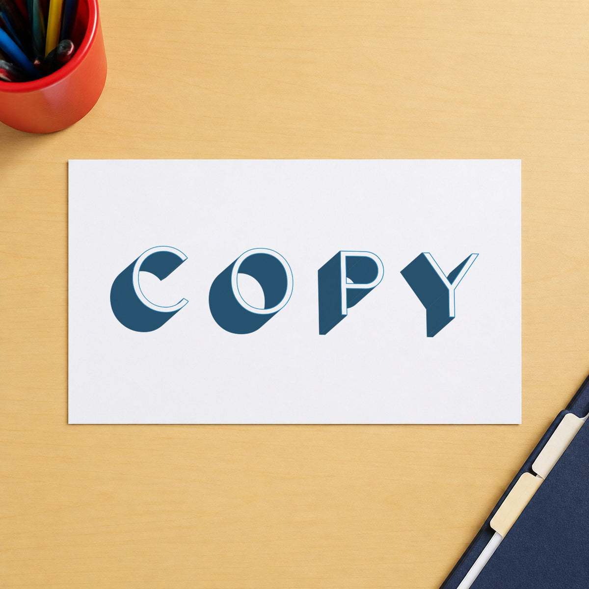 Crisp "Copy" imprint produced by the Xstamper Copy Stamp – Bold Blue Pre-Inked