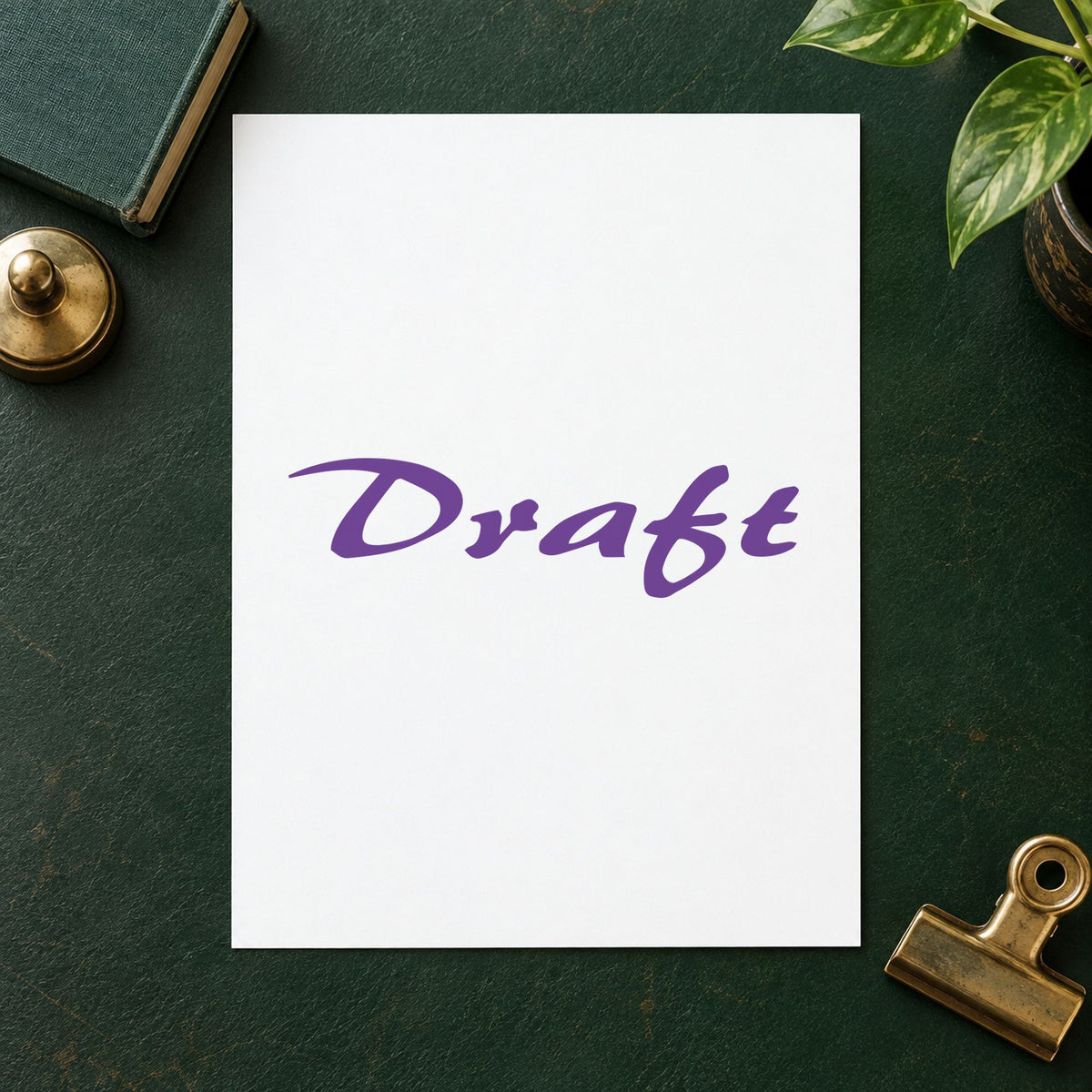 "Draft" imprint from fixed stock wording, no customization needed