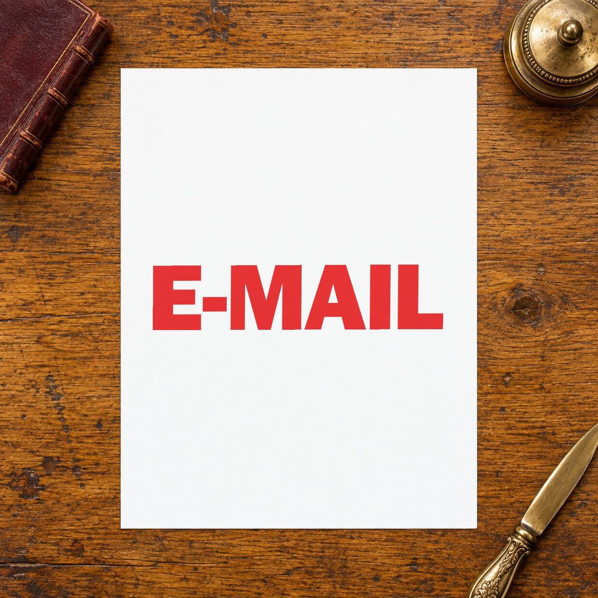 "E-mail" impression shown close up, rectangular imprint at 1-5/8 x 1/2 in