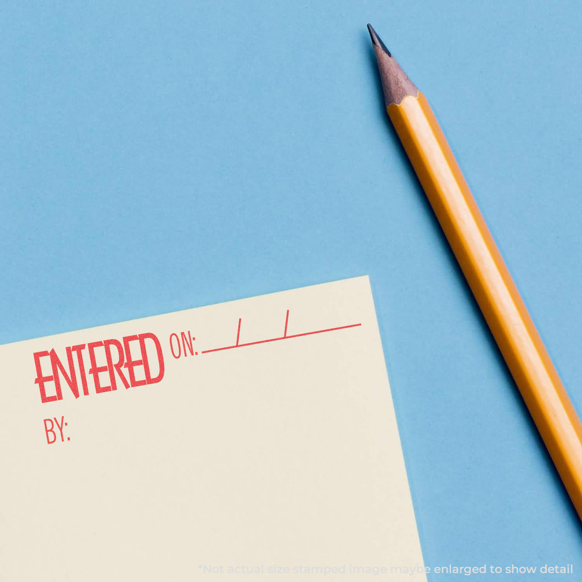"Entered on: by:" imprint used to flag items for handling, Entered On: By: Stamp