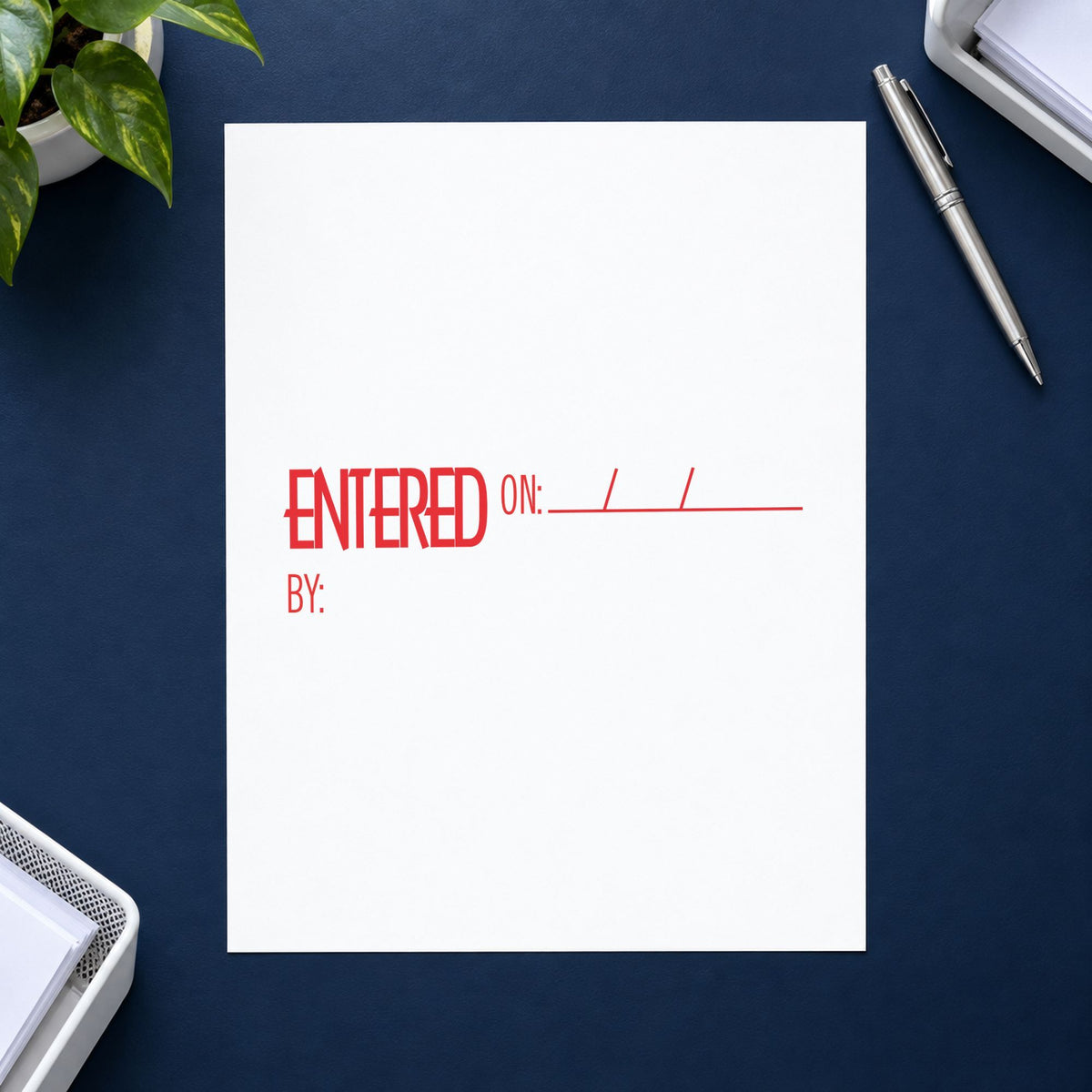 Marking a page "Entered on: by:" with the Entered On: By: Stamp