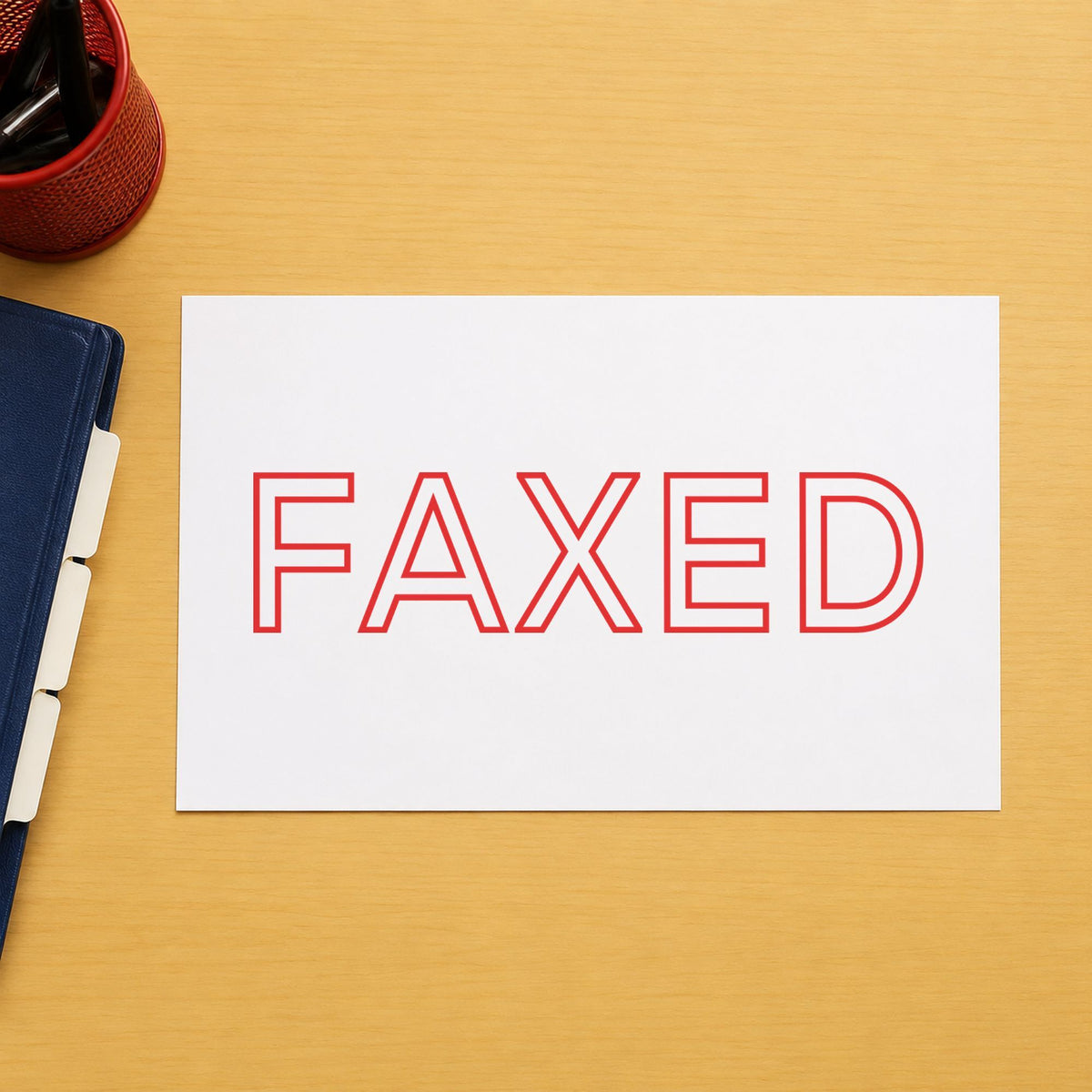 "Faxed" imprint from fixed stock wording, no customization needed