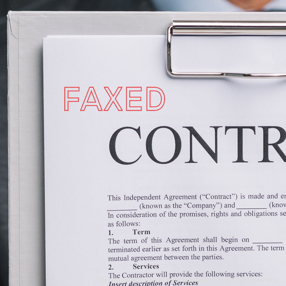 "Faxed" imprint used to flag items for handling, Faxed Stamp For Fax Paperwork – Red Pre-Inked Xstamper