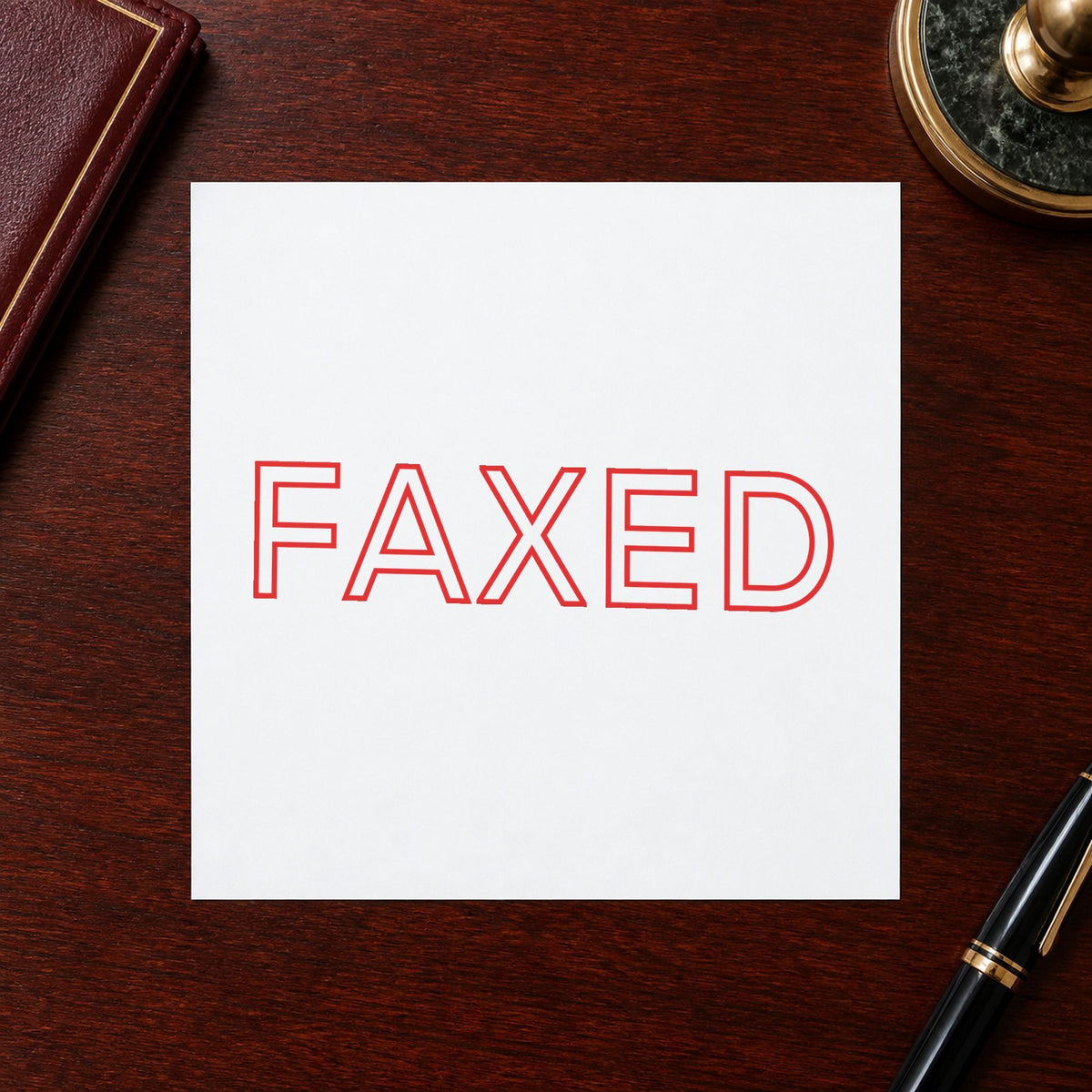 Crisp "Faxed" imprint produced by the Faxed Stamp For Fax Paperwork – Red Pre-Inked Xstamper