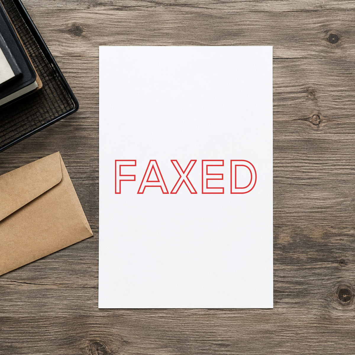 "Faxed" mark added to paperwork with a pre-inked Xstamper stamp