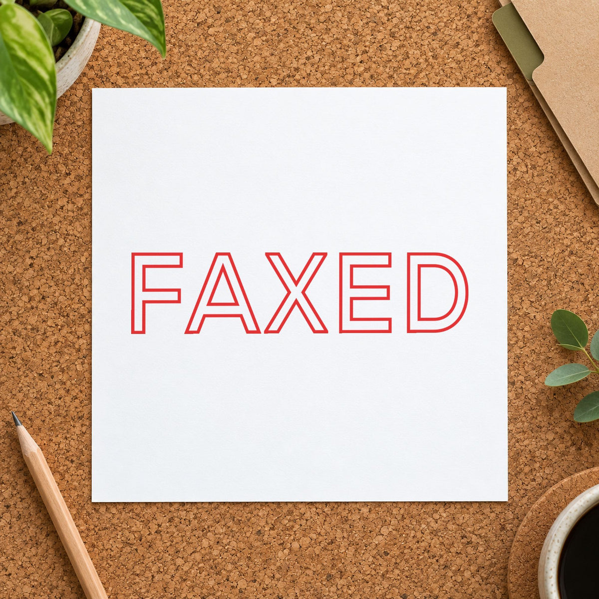 Faxed Stamp For Fax Paperwork – Red Pre-Inked Xstamper leaving a clean "Faxed" impression