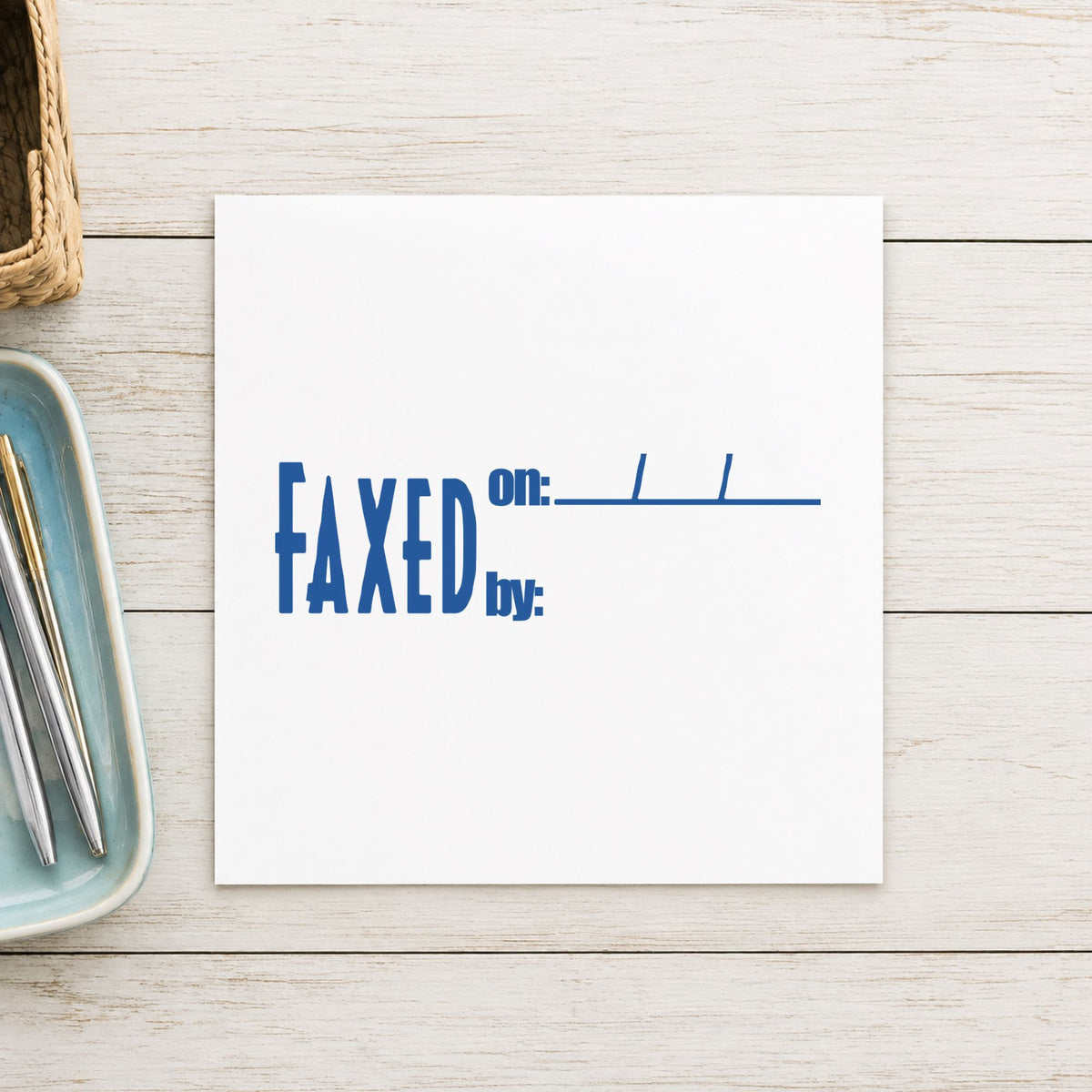 Crisp "Faxed on: by:" imprint produced by the Xstamper Faxed On: By: Stamp