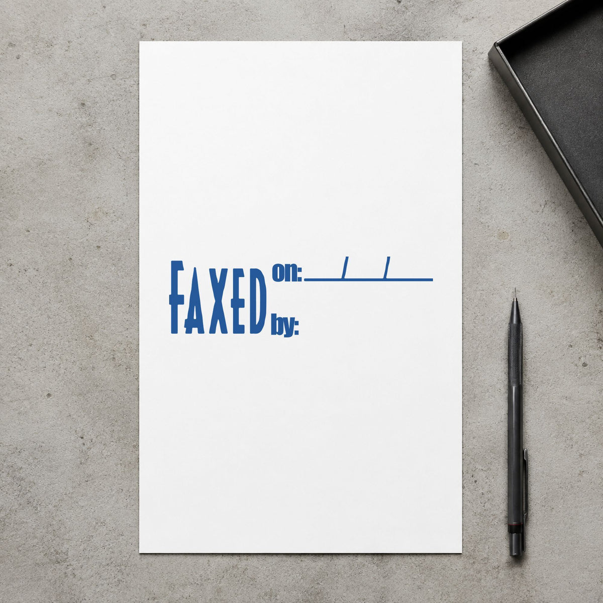 Marking a page "Faxed on: by:" with the Xstamper Faxed On: By: Stamp