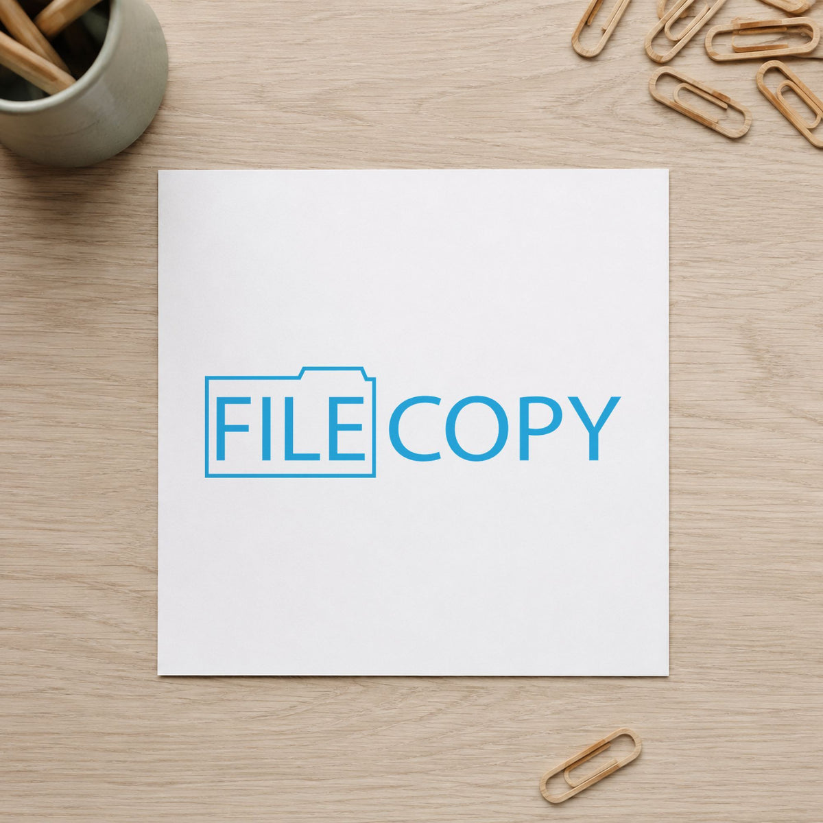 "File copy" imprint stamped on a document with the Blue File Copy Stamp