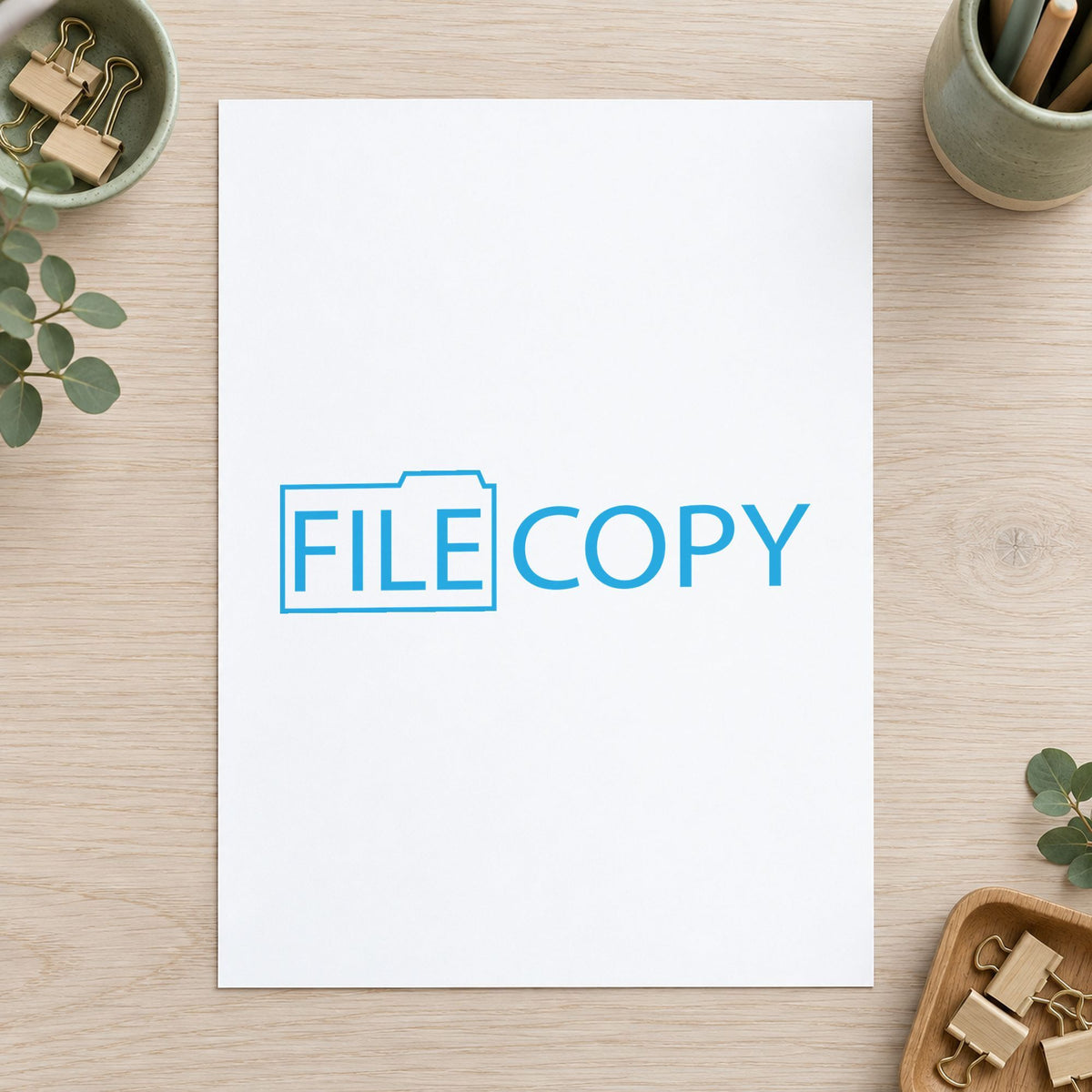 "File copy" imprint from fixed stock wording, no customization needed