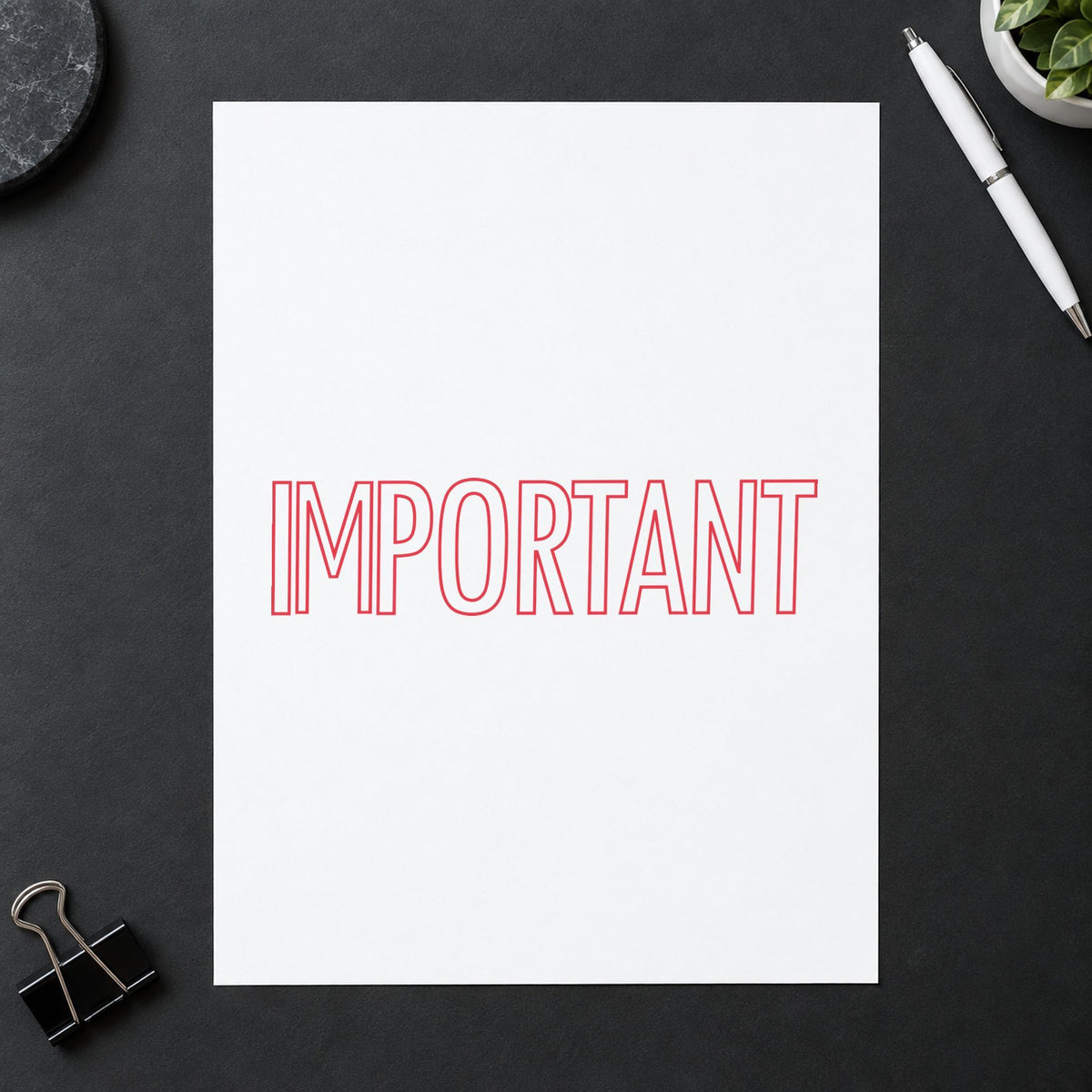 "Important" stamp impression made with pre-inked Xstamper 1007