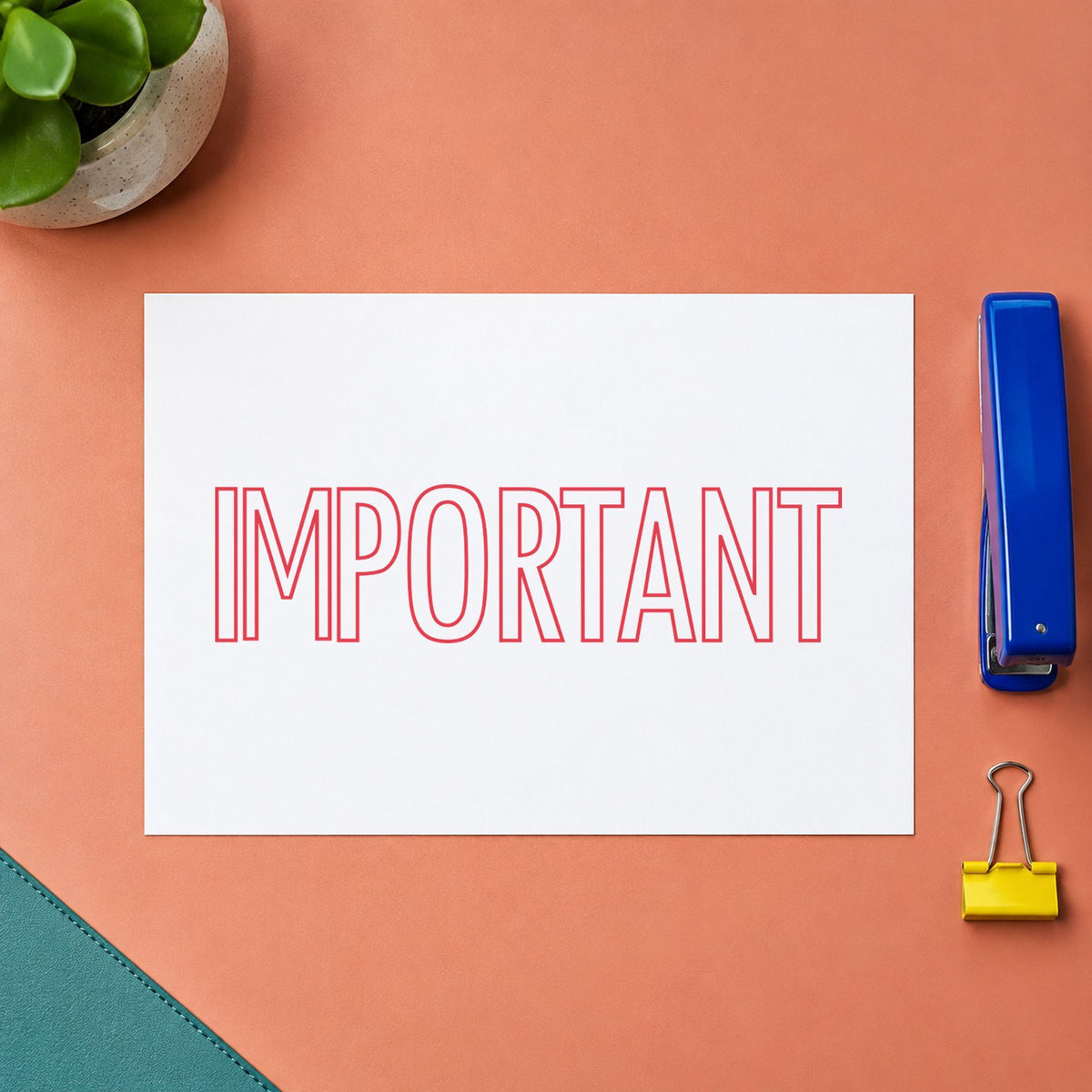 "Important" mark added to paperwork with a pre-inked Xstamper stamp