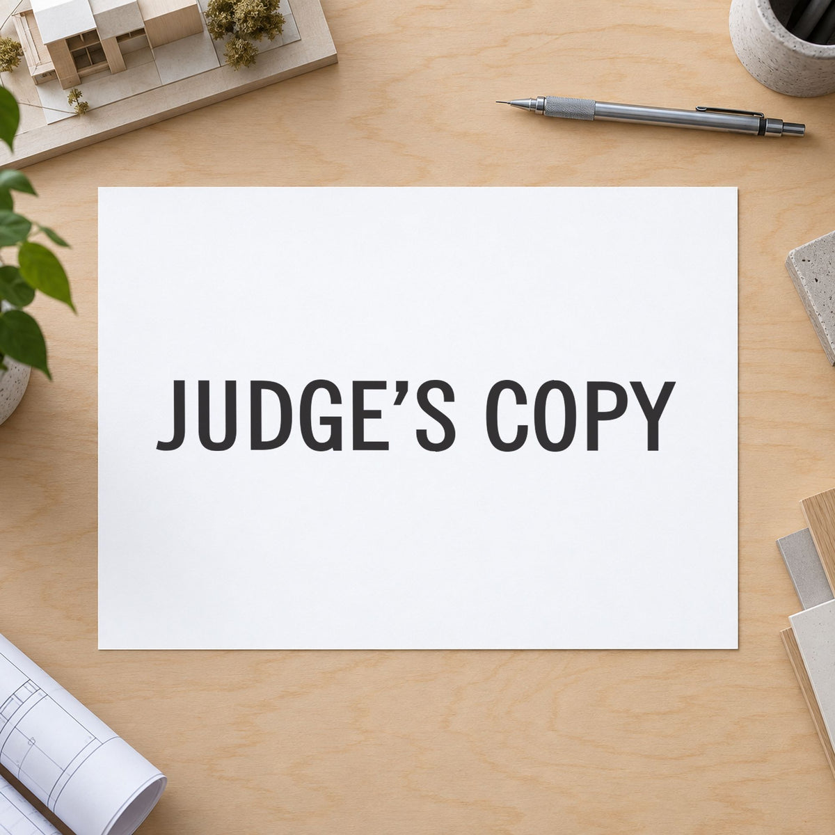 "Judge's copy" imprint stamped on a document with the Xstamper Judge's Copy Stamp