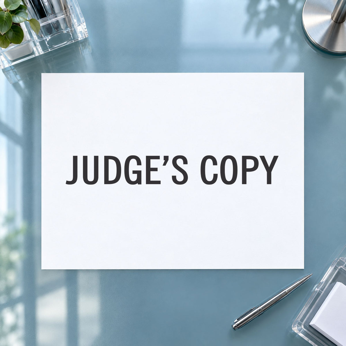 "Judge's copy" stamp mark in everyday office use, Xstamper 1815