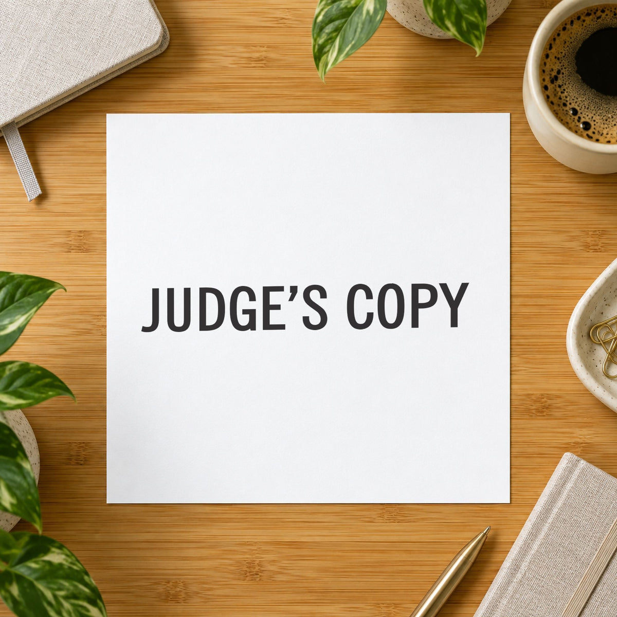 "Judge's copy" impression shown close up, rectangular imprint at 1/2 x 1-5/8 in