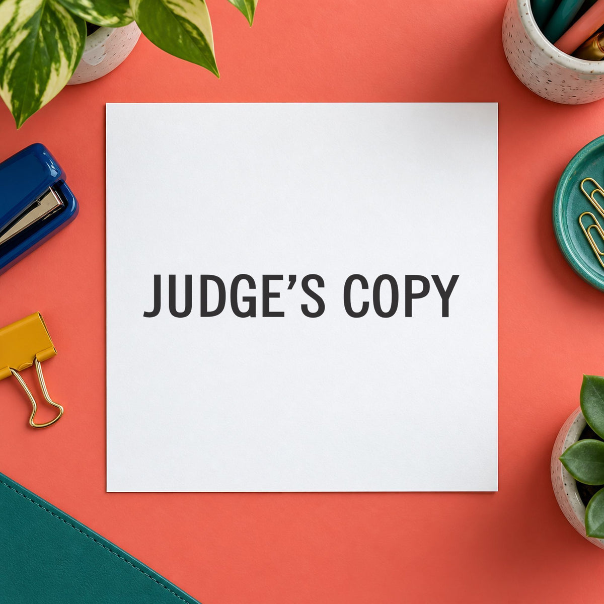 Marking a page "Judge's copy" with the Xstamper Judge's Copy Stamp