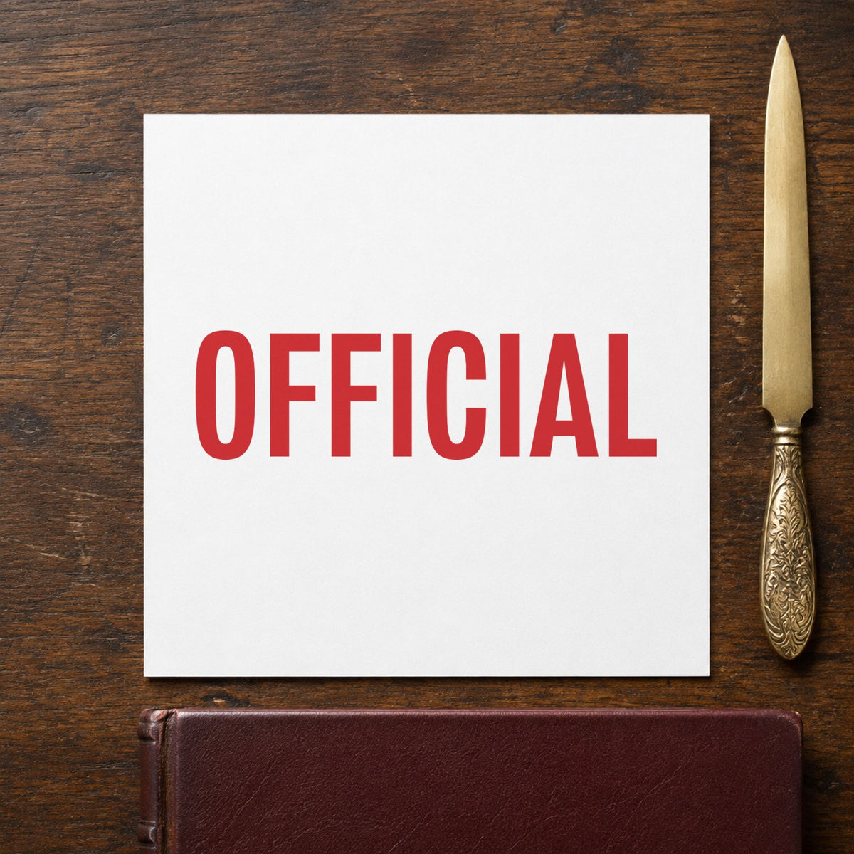 "Official" imprint stamped on a document with the Xstamper Official Stamp