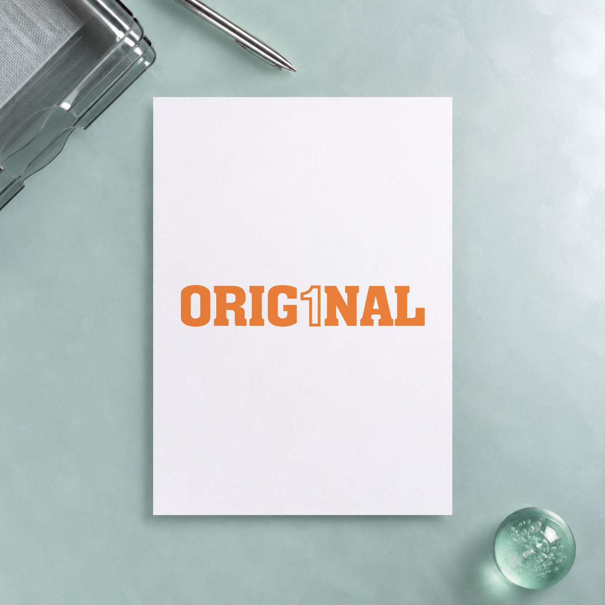 "Orig1Nal" imprint at 1-5/8 x 1/2 in, no separate ink pad required