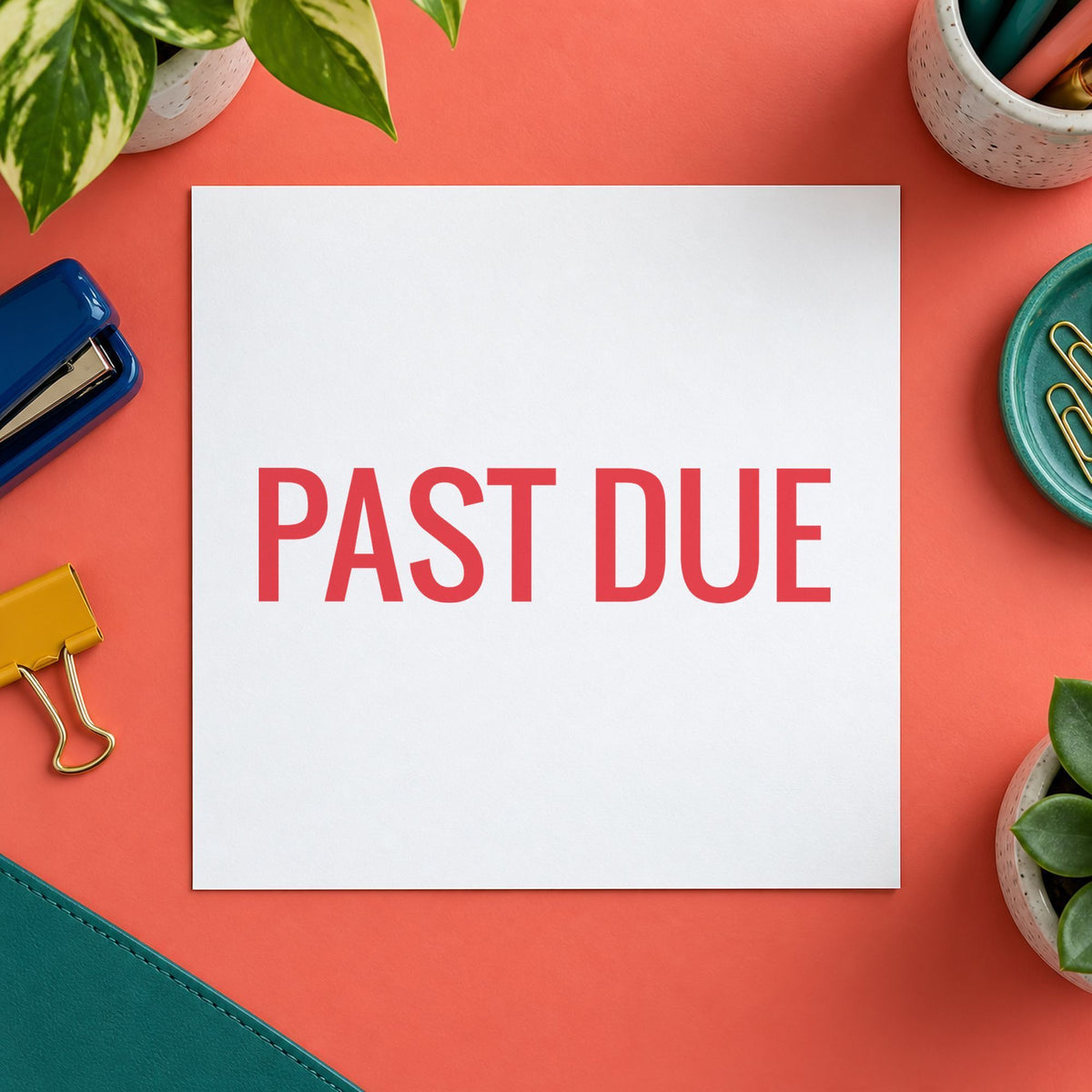 Marking a page "Past due" with the Xstamper Past Due Stamp – Red Pre-Inked
