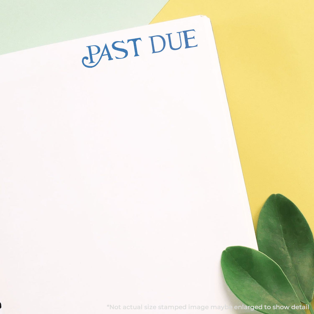 "Past due" mark stamped for document handling, Xstamper 1157 stamp