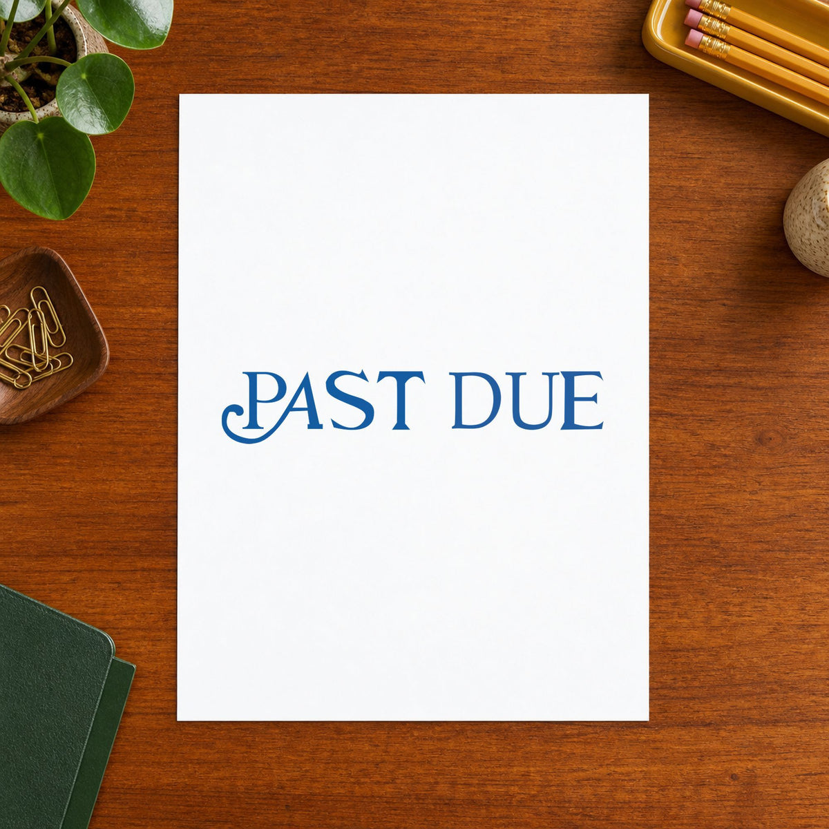 "Past due" stamp impression made with pre-inked Xstamper 1157