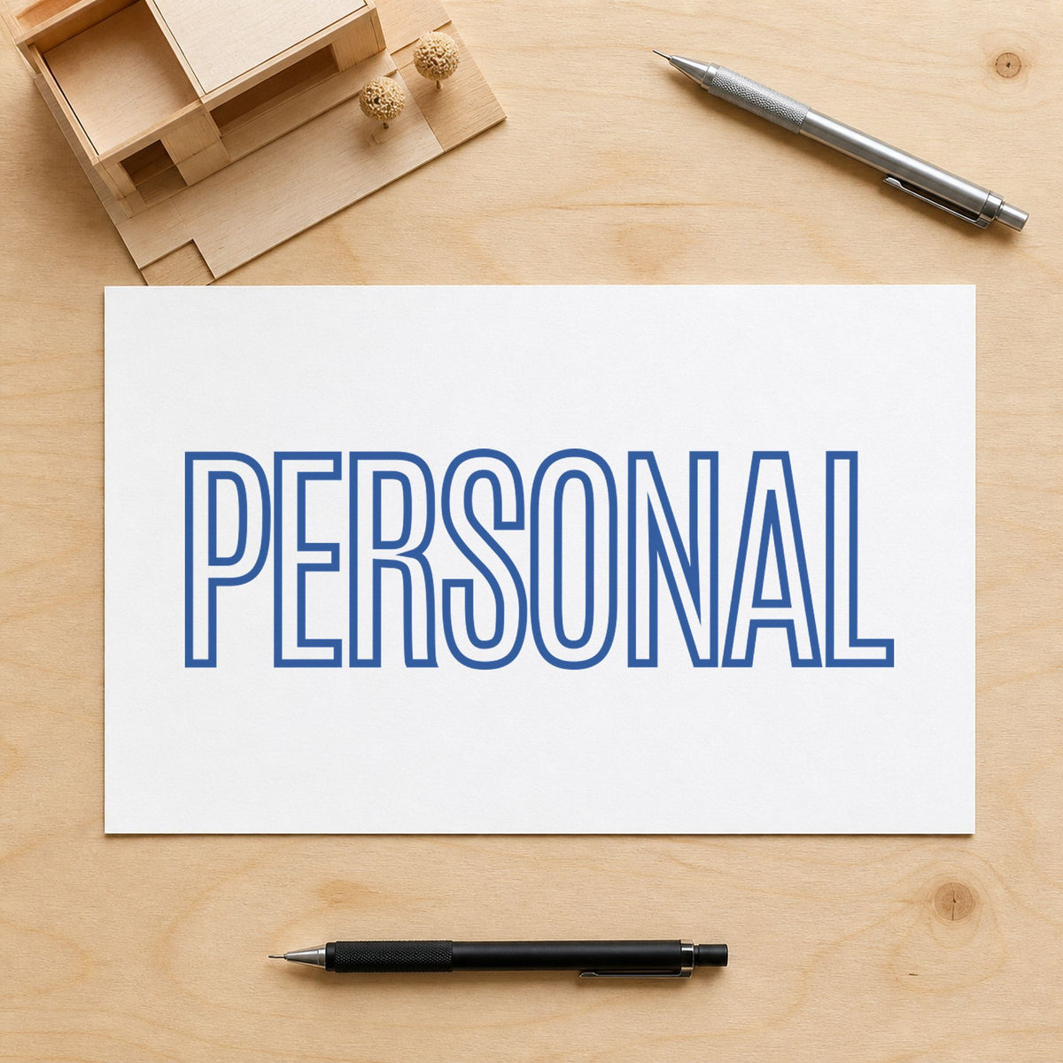 "Personal" imprint from fixed stock wording, no customization needed