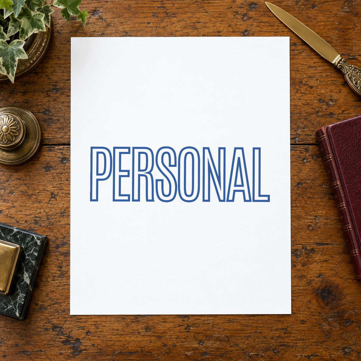Marking a page "Personal" with the Personal Correspondence Stamp – Blue Pre-Inked Xstamper