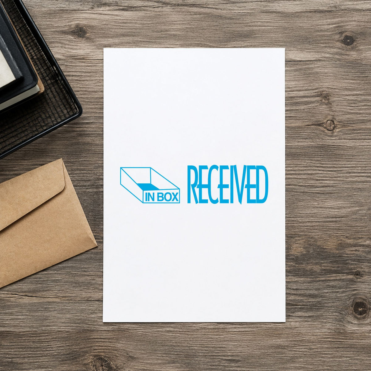 "Received" imprint from fixed stock wording, no customization needed
