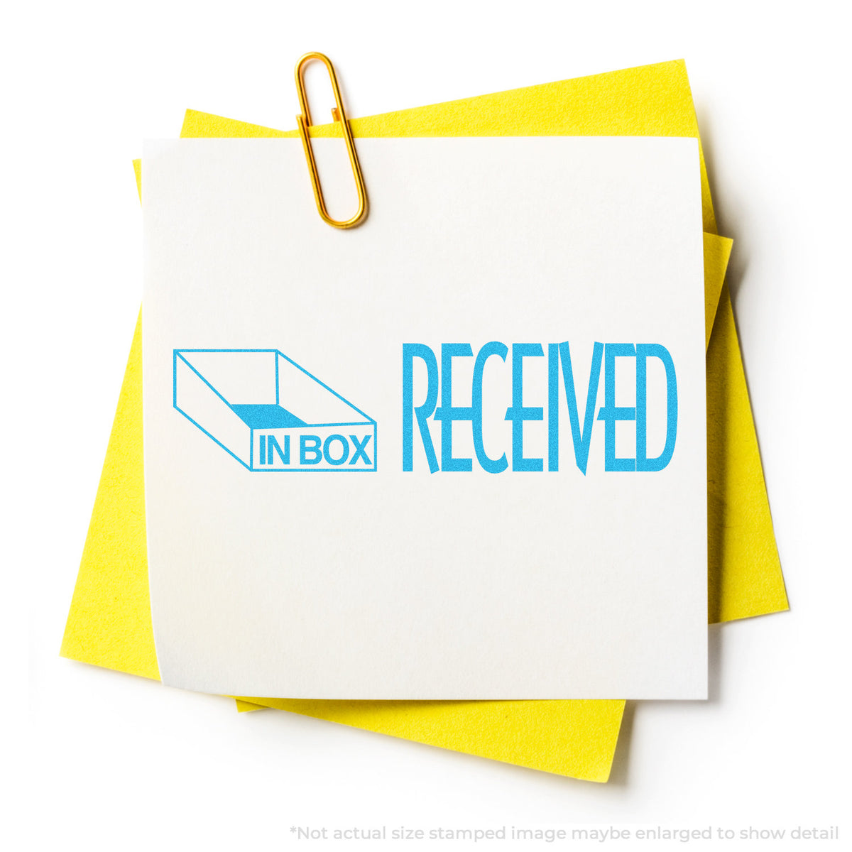 "Received" stamp impression on light paper stock, Received Stamp – Blue Pre-Inked Xstamper