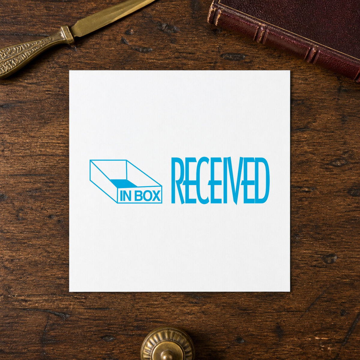 "Received" mark added to paperwork with a pre-inked Xstamper stamp