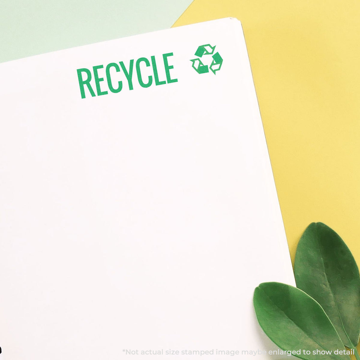 "Recycle" mark stamped for document handling, Xstamper 1364 stamp