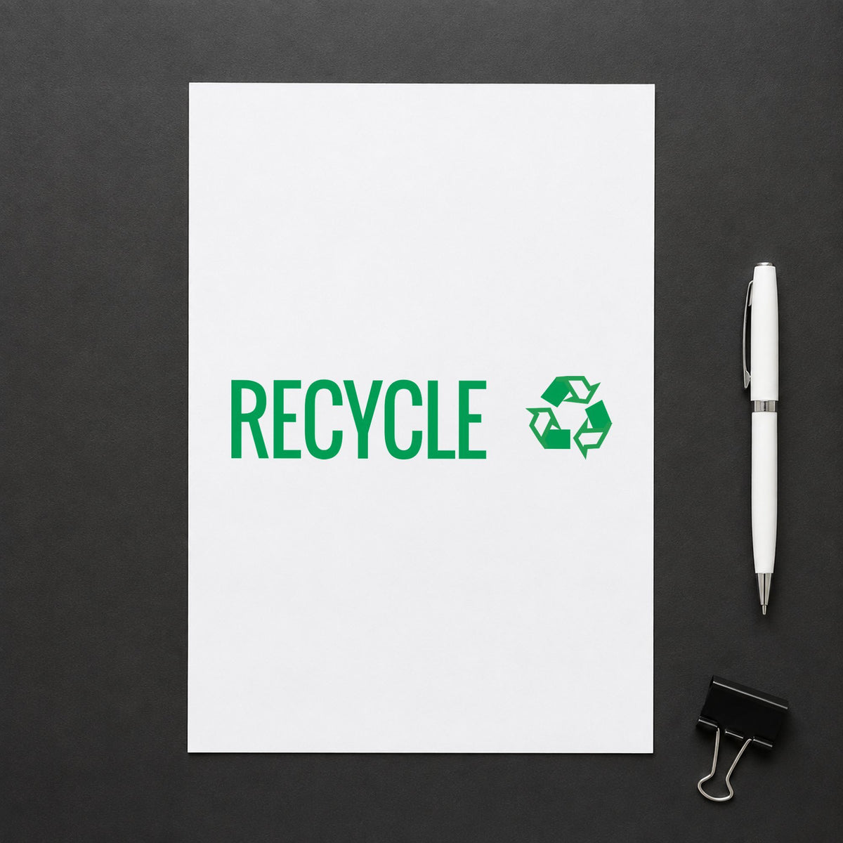 Marking a page "Recycle" with the Green Recycle Instruction Stamp