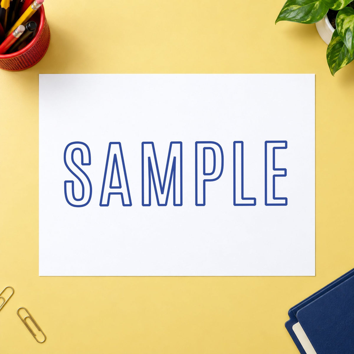 "Sample" mark added to paperwork with a pre-inked Xstamper stamp
