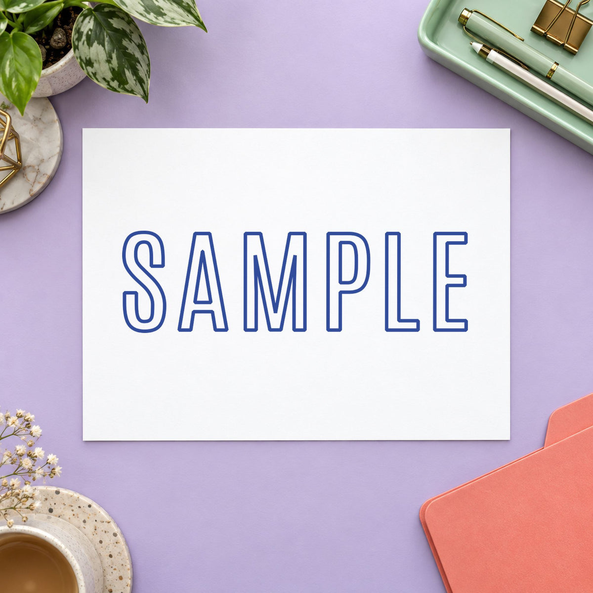 Xstamper Sample Document Stamp leaving a clean "Sample" impression