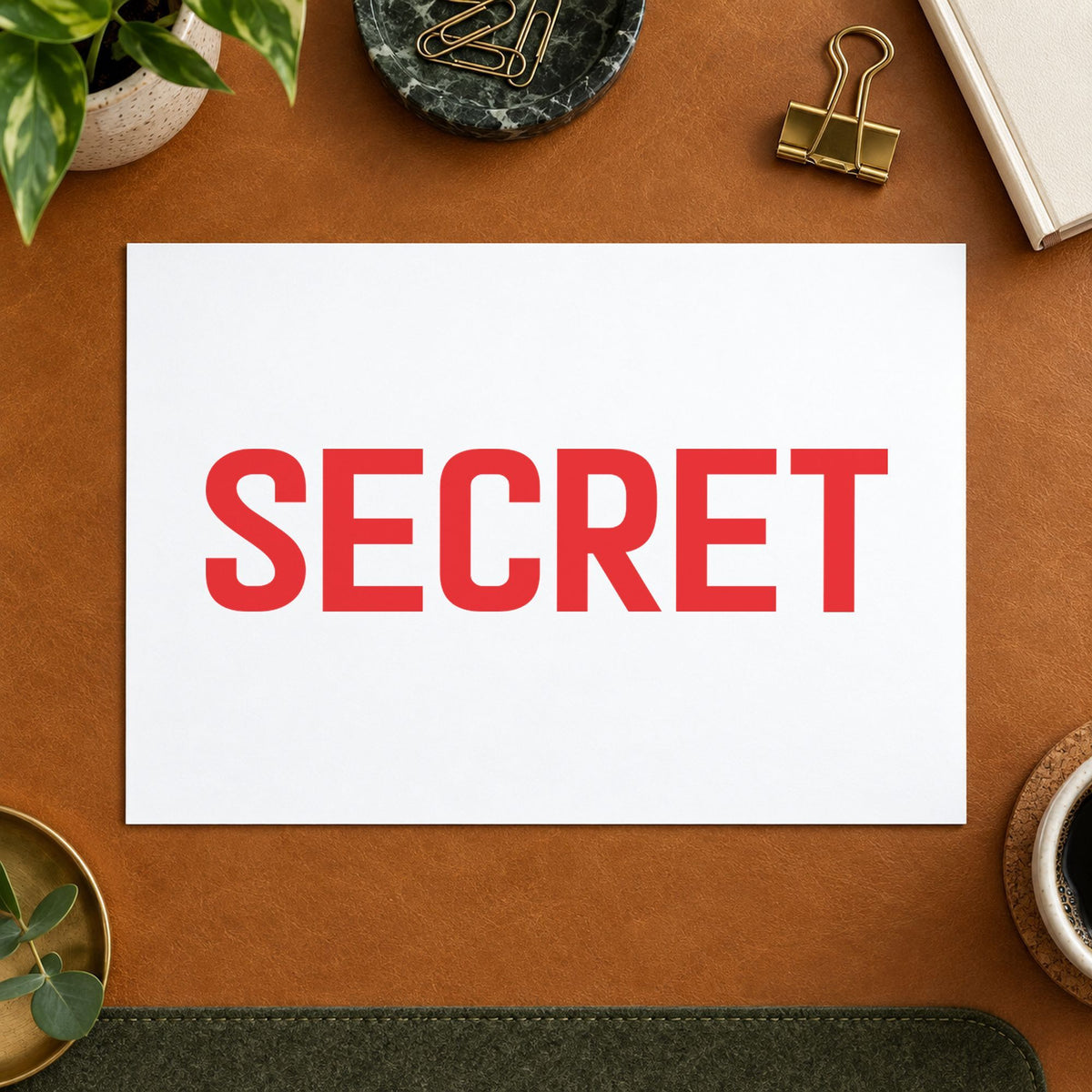 "Secret" imprint from fixed stock wording, no customization needed