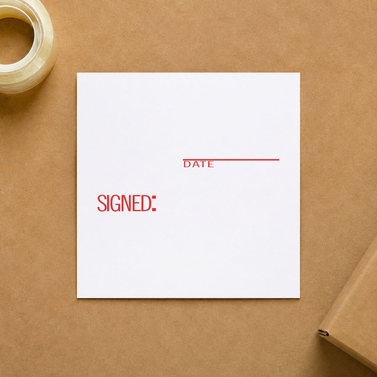 "Signed: date" stamp mark in everyday office use, Xstamper 1826